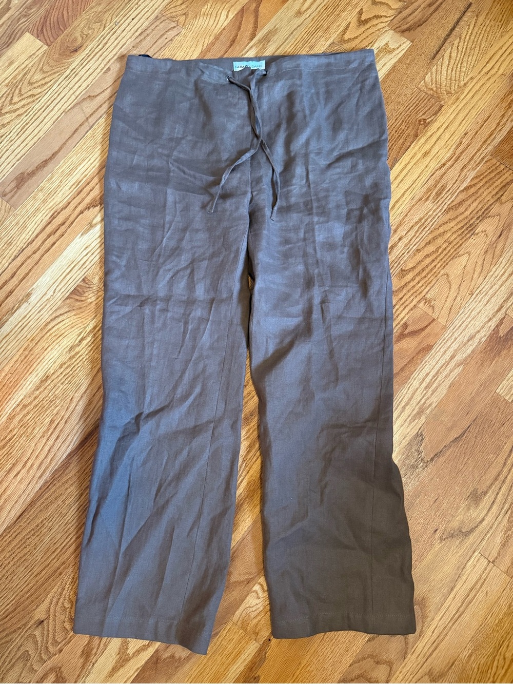 Gerard Darel Cognac Brown Linen Drawstring Capris